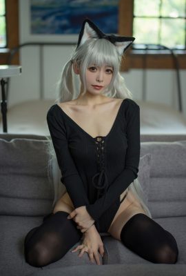 Cosplay 樱岛嗷一 黑猫针织衫连体衣