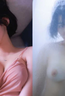 短髮萌妹居家浴室洗澡「奶貼玻璃」白嫩美乳怦然心動 (11 Photos)